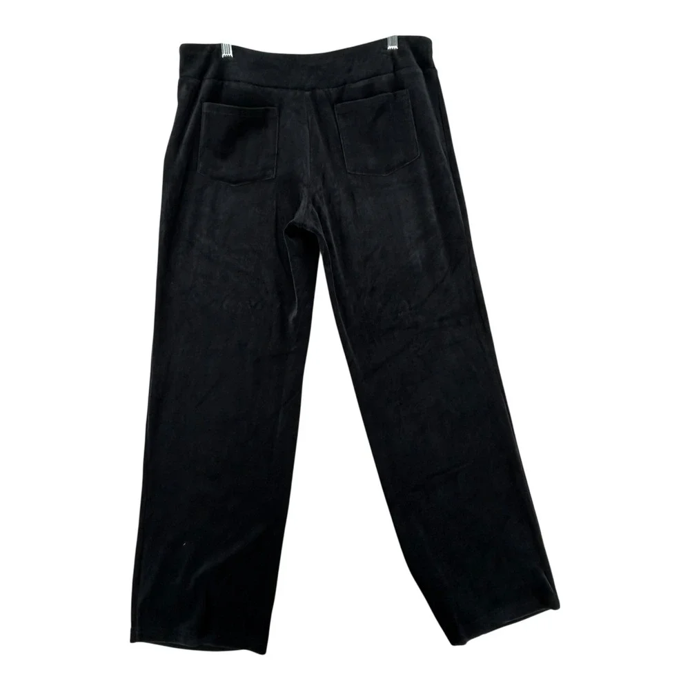 Soma Black Velour Lounge Pants Womens Large Straight Leg‎ Elastic Waist Casual